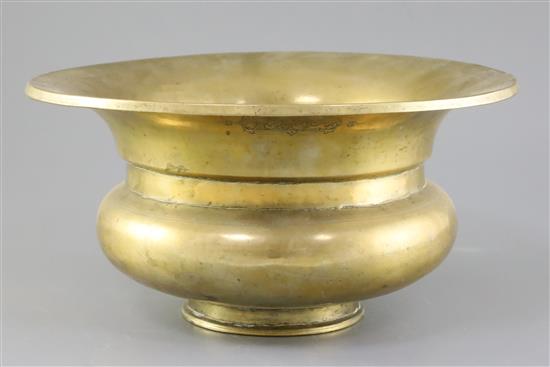 An 18th/19th century Ottoman high tin bronze bowl, diameter 12.5in., height 6.25in.